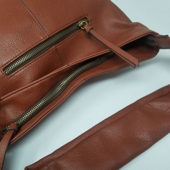 Brown Soft Faux Leather Shoulder Hobo Like Bag - Picture 8 of 13